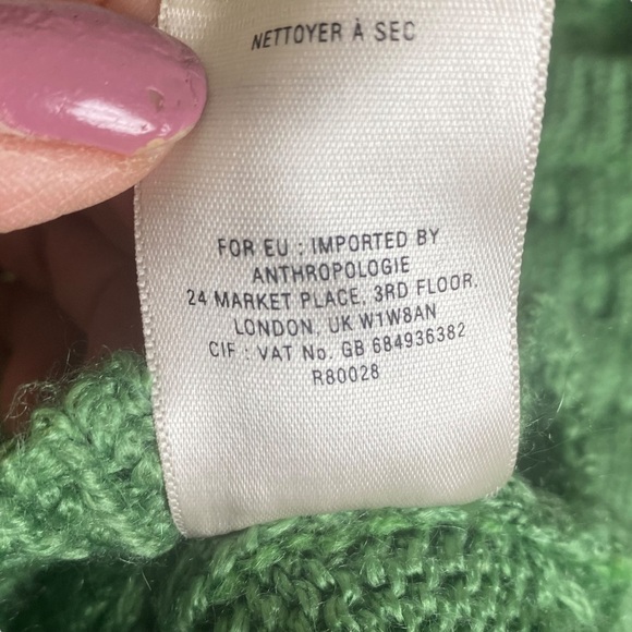 Anthropologie wool blend cable knit pull over sweater green size small - Picture 6 of 7